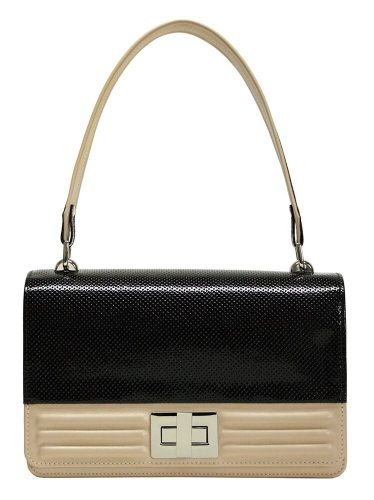 Ága Hengl Candy čierna púdrová kožená kabelka, taška cez rameno 26 x 16 x 8,5 cm.