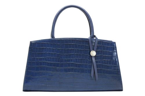  Ága Hengl London dámska tmavomodrá kabelka z kroko kože, taška cez rameno 35 x 18 x 10 cm.