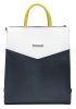  Ága Hengl Pálma tmavomodro-biely dámsky kožený batoh, batoh na notebook 35 x 30 cm