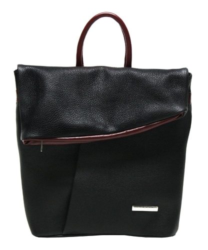  Ága Hengl Zanót dámsky čierny bordový kožený ruksak 28 x 32 cm.