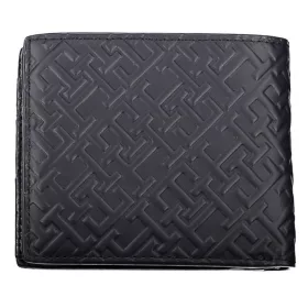    Reliéfna kožená peňaženka Tommy Hilfiger tmavomodrá 12 x 10 cm