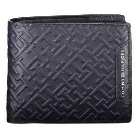   Reliéfna kožená peňaženka Tommy Hilfiger tmavomodrá 12 x 10 cm