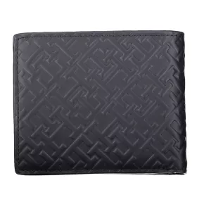    Reliéfna kožená peňaženka Tommy Hilfiger tmavomodrá 12 x 10 cm