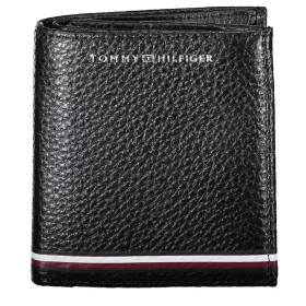    Tommy Hilfiger čierna pánska malá stojaca kožená peňaženka 9 x 10 cm