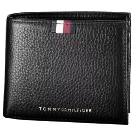    Čierna pánska kožená peňaženka Tommy Hilfiger 11 x 9 cm