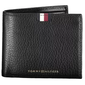    Čierna pánska kožená peňaženka Tommy Hilfiger 12 x 10 cm