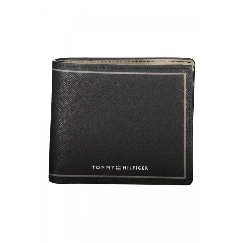 Pánska kožená peňaženka Tommy Hilfiger čierna 12 x 10 x 2 cm