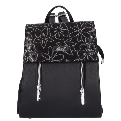  Karen Oliwia čierno-grafitová dámska vláknitá kožená kabelka, taška cez rameno