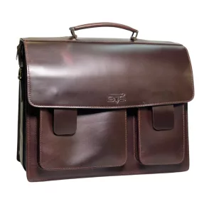    Blázek&Anni: Vyťahovacia aktovka z hovädzej kože s držiakom na notebook, uzamykateľná priehradka