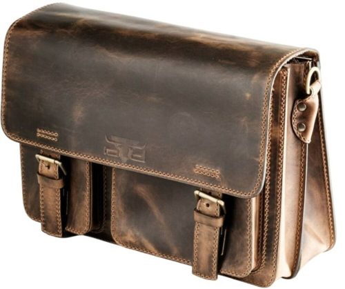  Asymetrické vrecko Blázek a Anni, sťahovacia kožená bočná taška 40 x 27 cm