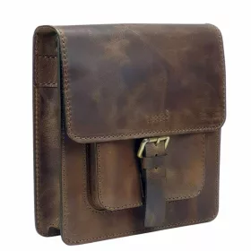    Stredná kožená bočná taška s predným vreckom, taška cez rameno 28 x 26 cm.