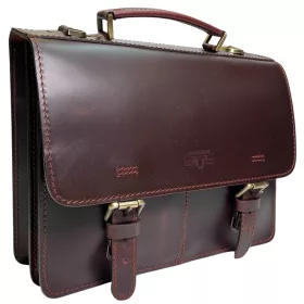    Jednokomorová malá vyťahovacia aktovka z hovädzej kože 33 x 26 cm.