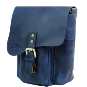    Blazek&Anni dvojkomorová tmavomodrá kožená bočná taška 26x22 cm