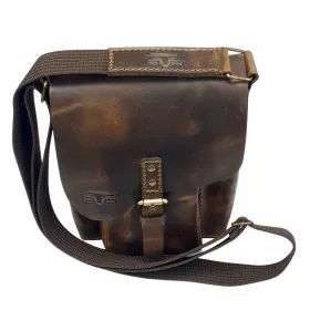  Dvojkomorová sťahovacia kožená bočná taška 26x22 cm