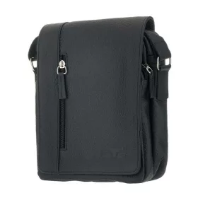    Blázek&Anni: Taška cez rameno z čiernej hovädzej kože s dlhým poklopom, bočná taška 23x17,5 cm