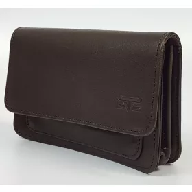    Hnedá horizontálna kožená taška na opasok Blažek, držiak na telefón 16,5x10,5 cm
