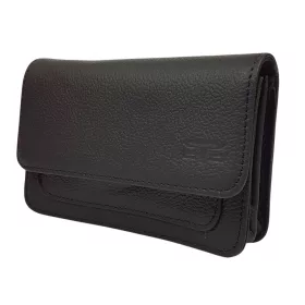    Blažek čierna horizontálna kožená taška na opasok, držiak na telefón 16,5x10,5 cm