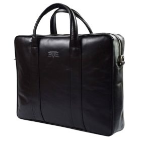    Blazek&Anni unisex čierna kožená taška na notebook, aktovka 40 x 29 x 9 cm.