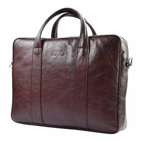    Dámska kožená taška na notebook Blázek&Anni bordová, aktovka 40 x 29 x 9 cm.