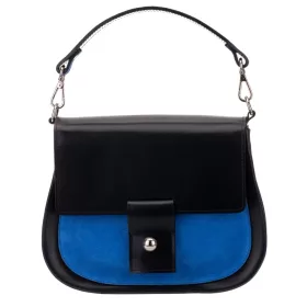    Blázek a Anni dámska, čierno-modrá, hodvábne lesklá kožená prémiová bočná kabelka, taška cez rameno 25x20,5 cm