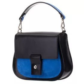    Blázek a Anni dámska, čierno-modrá, hodvábne lesklá kožená prémiová bočná kabelka, taška cez rameno 25x20,5 cm