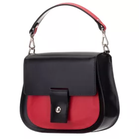   Blázek a Anni dámska čierno-červená, hodvábne lesklá kožená prémiová bočná taška cez rameno 25x20,5 cm