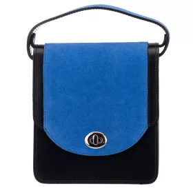    Blázek a Anni dámska, čierno-modrá, hodvábne lesklá kožená mini kabelka na rameno, taška cez rameno 18x15,5 cm