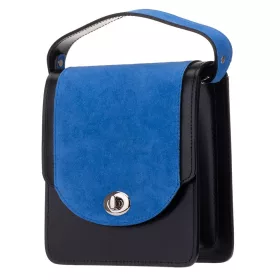    Blázek a Anni dámska, čierno-modrá, hodvábne lesklá kožená mini kabelka na rameno, taška cez rameno 18x15,5 cm