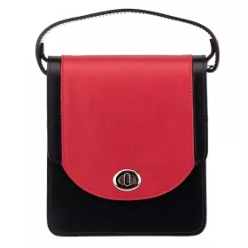    Blázek a Anni dámska, čierno-červená, hodvábne lesklá kožená mini kabelka na rameno, taška cez rameno 18x15,5 cm