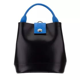    Dámsky čierno-modrý saténový kožený ruksak Blázek a Anni, kabelka 29x28 cm