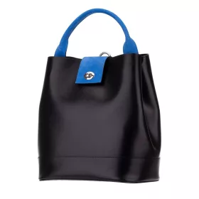    Dámsky čierno-modrý saténový kožený ruksak Blázek a Anni, kabelka 29x28 cm