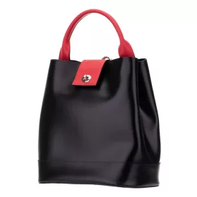    Dámsky čierno-červený hodvábno-lesklý kožený ruksak Blázek a Anni, kabelka 29x28 cm