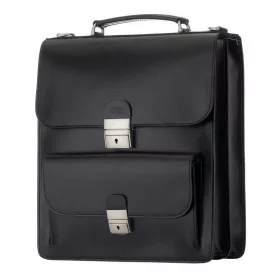    Čierna pánska kožená bočná taška Blázek&Anni s predným vreckom 32x29 cm