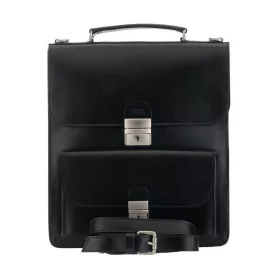    Čierna pánska kožená bočná taška Blázek&Anni s predným vreckom 32x29 cm