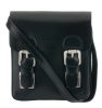  Blázek&Anni: Čierna hodvábna kožená kabelka cez rameno s malým vreckom