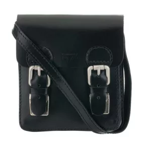    Blázek&Anni: Čierna hodvábna kožená kabelka cez rameno s malým vreckom