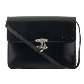    Čierna dámska kožená taška cez rameno Blázek&Anni so zámkom na hojdačku 27x20 cm