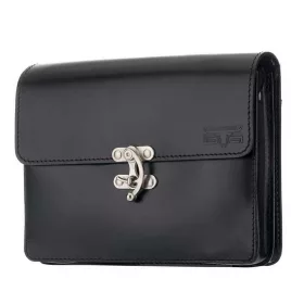    Čierna dámska kožená taška cez rameno Blázek&Anni so zámkom na hojdačku 27x20 cm