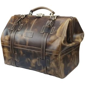    Vyťahovacia kožená cestovná taška so starožitným efektom 52x37cm