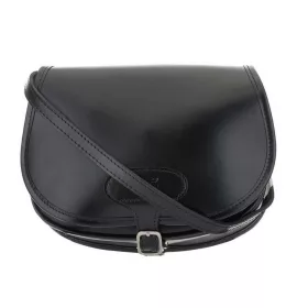    Malá čierna kožená poľovnícka taška Blázek&Anni, kožená taška cez rameno