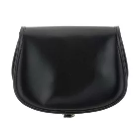    Blázek&Anni: stredne veľká čierna kožená poľovnícka taška, taška cez rameno 28x21 cm