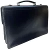  Čierna kožená pánska aktovka s dvoma vreckami a dvojitými priehradkami