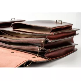    Blázek & Anni: Asymetrická trojkomorová čierna pánska kožená aktovka 36 x 26 cm