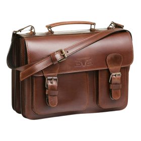    Blázek a Anni: Asymetrická trojkomorová pánska kožená aktovka 36 x 26 cm