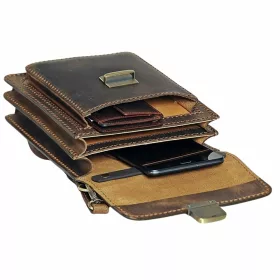    Luciano 2-komorová sťahovacia kožená bočná taška 25,5x21,5 cm