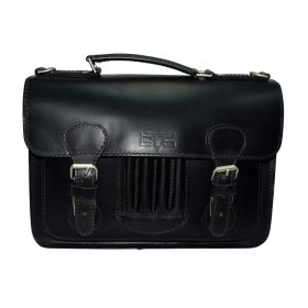  Mini čierna dámska kožená aktovka s držiakom na pero