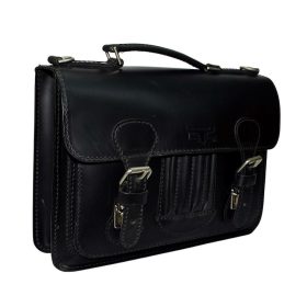  Mini čierna dámska kožená aktovka s držiakom na pero