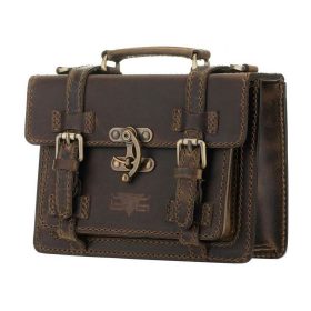    Klasická ozdobná dámska kožená kabelka na pánty s dvojitým zámkom 25x18,5 cm