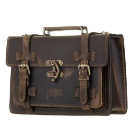    Dámska sťahovacia kožená taška cez rameno s mini ostrohou, kufrík.