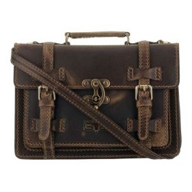    Dámska sťahovacia kožená taška cez rameno s mini ostrohou, kufrík.